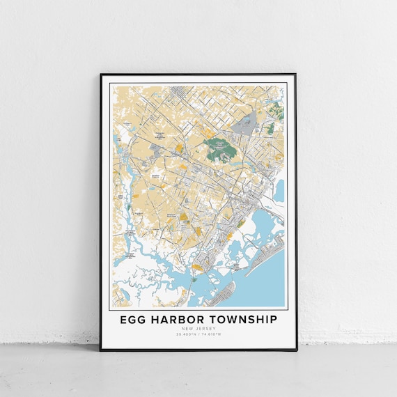 Egg Harbor Township Map Print, Street Names Egg Harbor Township