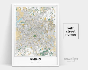 Berlin Map Print With Street Names, City Map Art Poster