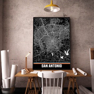 Impressão de mapa de San Antonio, arte de parede de mapa de San Antonio Texas, decoração de San Antonio, impressão de pôster mapa de San Antonio, arte de mapa da cidade, pôster de presente de viagem