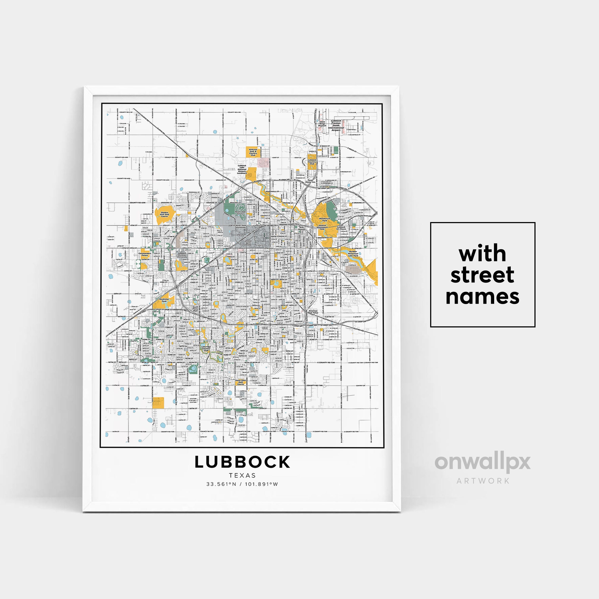 Lubbock Map Print, Street Names Lubbock Print, Printable Map Of Lubbock, City Map Art, Lubbock Texas Map Art, Travel Gift Poster