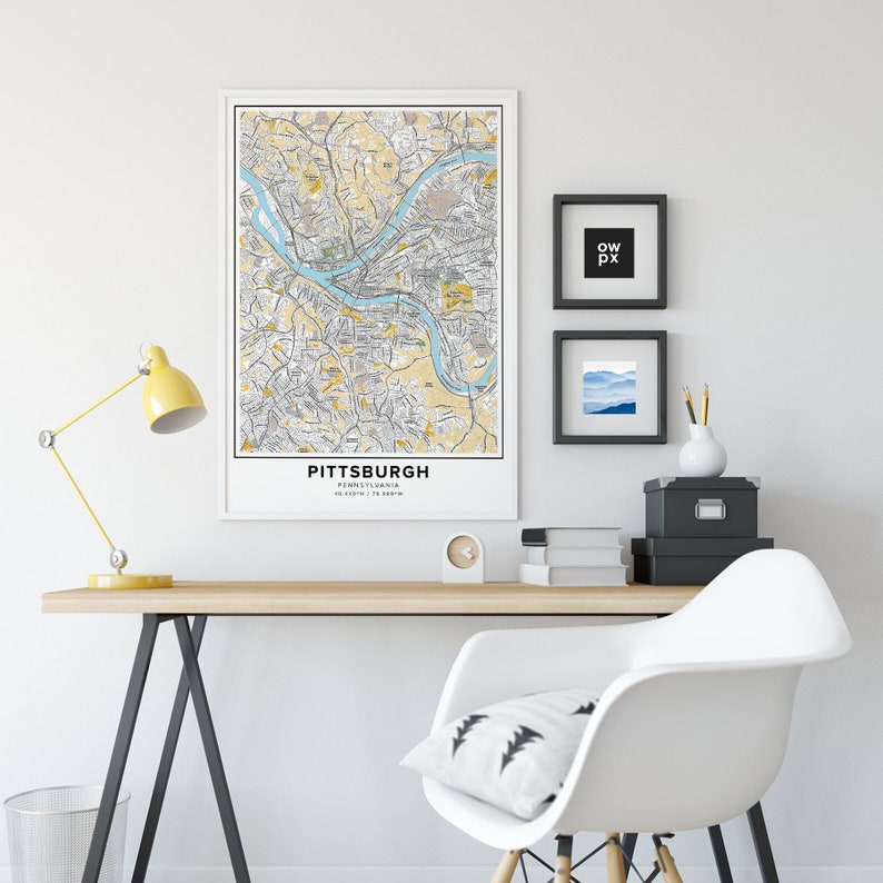 Pittsburgh Map Print Street Names Pittsburgh Print Map of Etsy