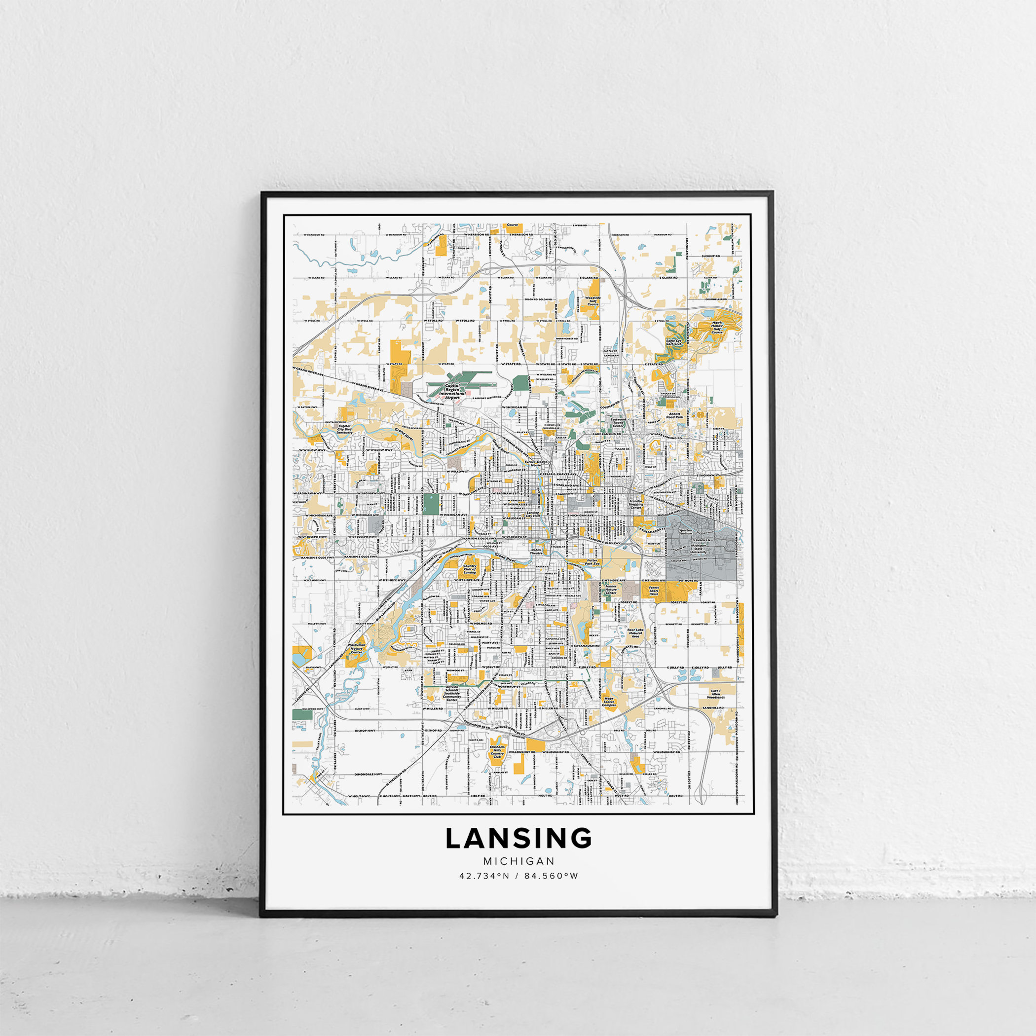 Lansing Map Print Street Names Lansing Print Printable Map - Etsy