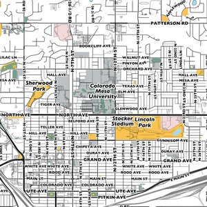 Grand Junction Map Print, Street Names Grand Junction Print, Map of