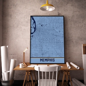 Impressão de mapa de Memphis, arte de parede de mapa de Memphis Tennessee, impressão de decoração de Memphis, mapa imprimível de Memphis, arte de mapa da cidade, pôster de presente de viagem