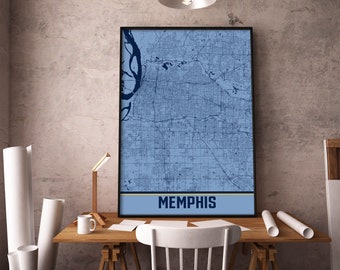 Memphis Map Print, Memphis Tennessee Map Wall Art, Memphis Decor Print, Printable Map Of Memphis, City Map Art, Travel Gift Poster