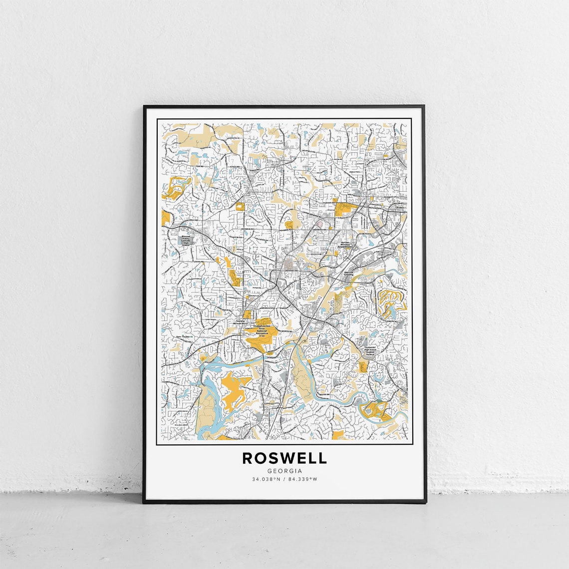 Rodwell Map Roswell Map Print, Street Names Roswell Print, Printable Map of Roswell ...
