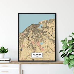 Havanna Karte, Havanna Kuba Karte, Havanna Poster Wandkunst, Karte von Havanna, Havanna Karte, Stadt karte Havanna, MC08