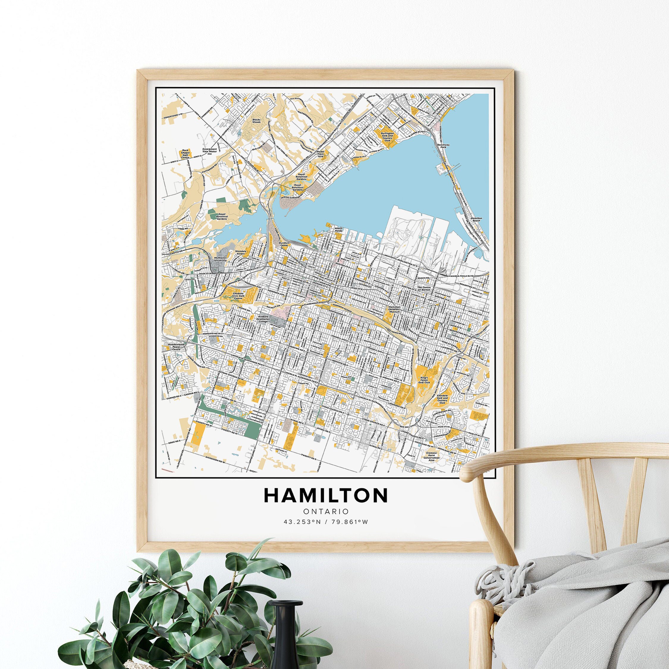Hamilton Map Print, Street Names Hamilton Print, Printable Map of ...