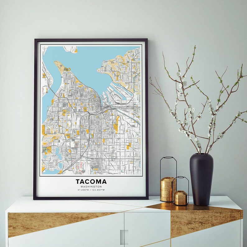 Tacoma Map Print Street Names Tacoma Print Printable Map of - Etsy