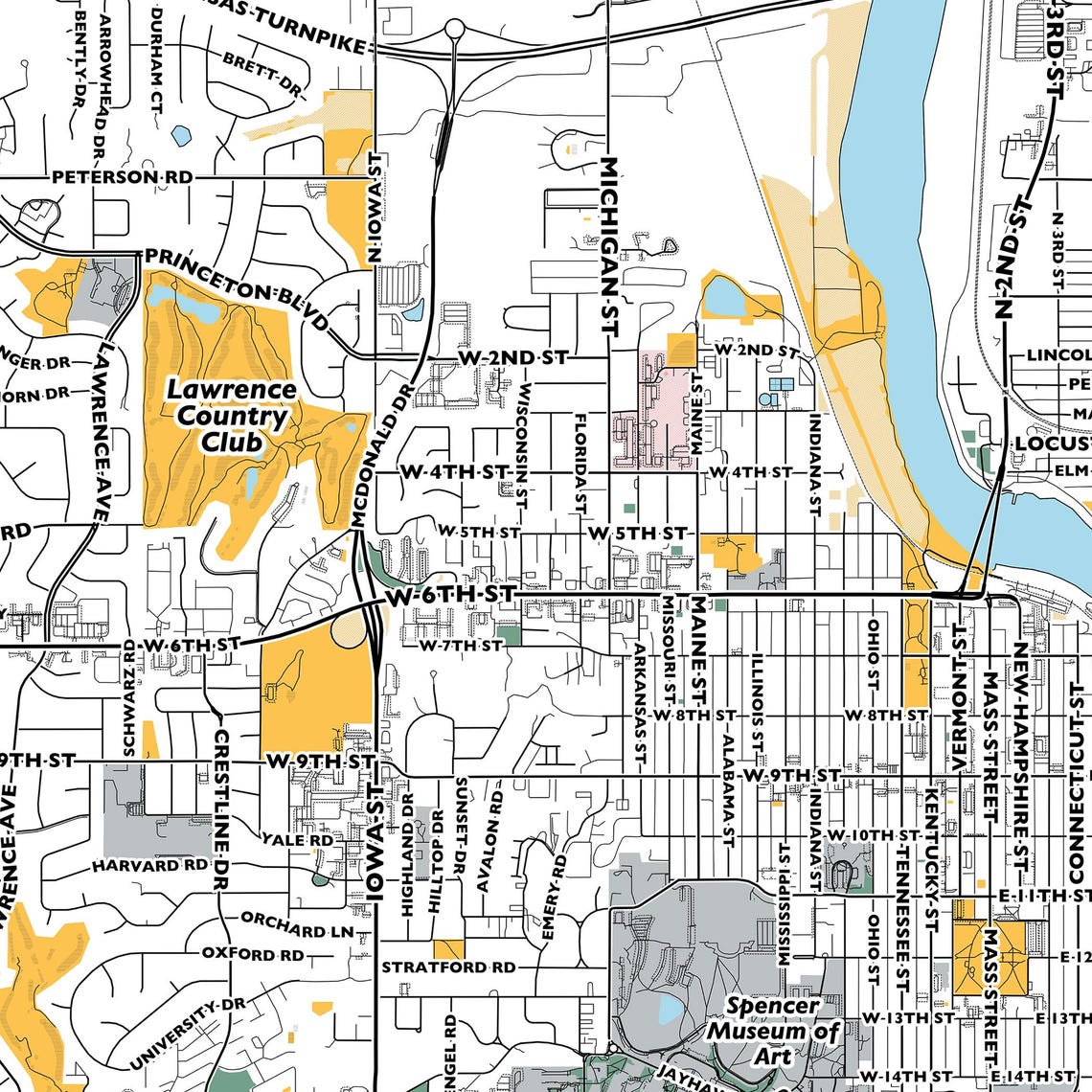 Lawrence Kansas Map Print, Street Names City Art - Etsy