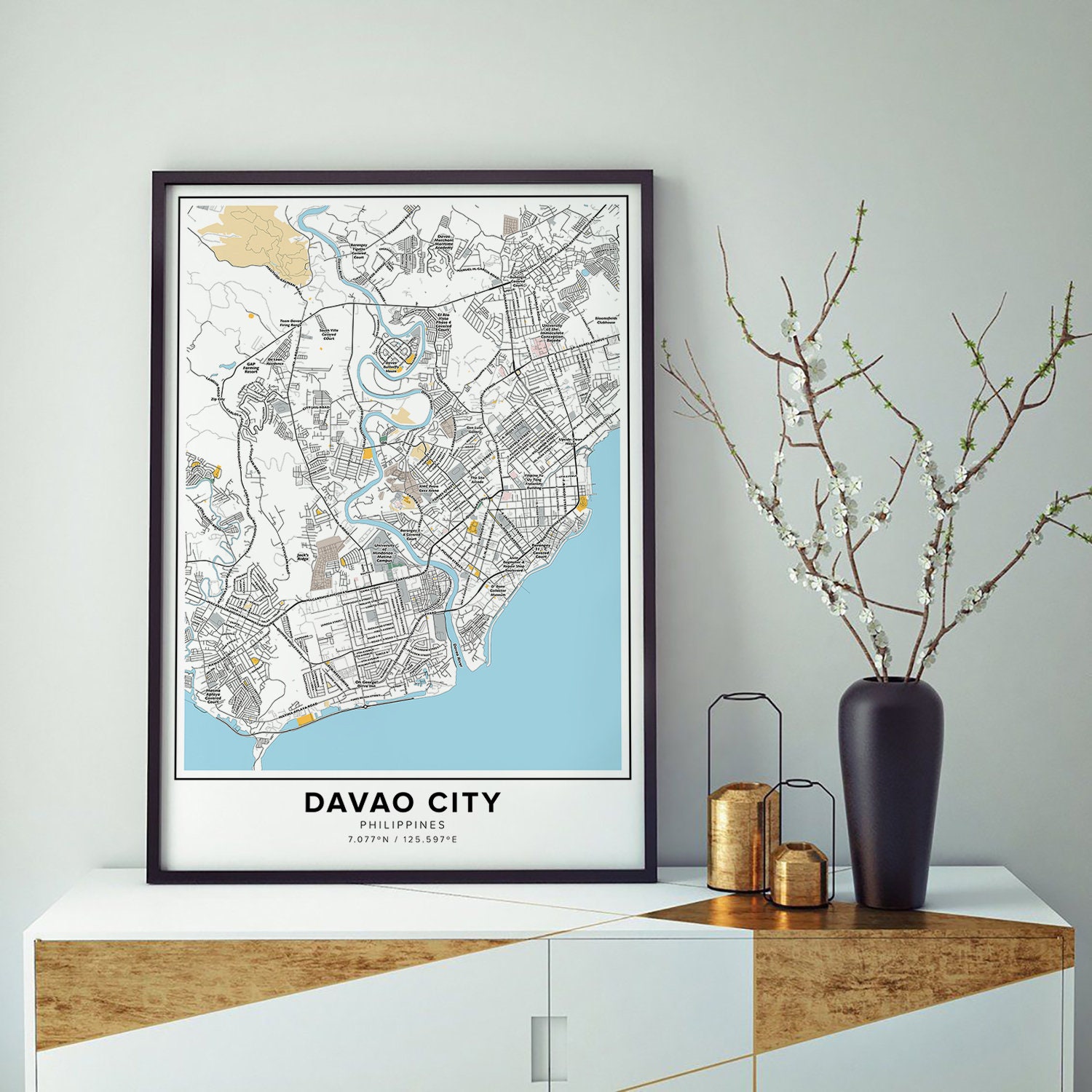 Davao City Map Print, Street Names Davao City Print, Map of Davao City ...
