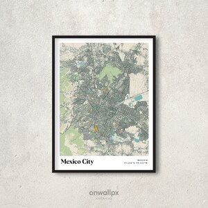 Mexiko-Stadt Karte Poster, Retro-Mexiko-Stadt Karte Dekor, Vintage Mexiko-Stadt Geschenk Wandkunst, Retro-Karte Mexiko-Stadt, Innenwanddekor RC30