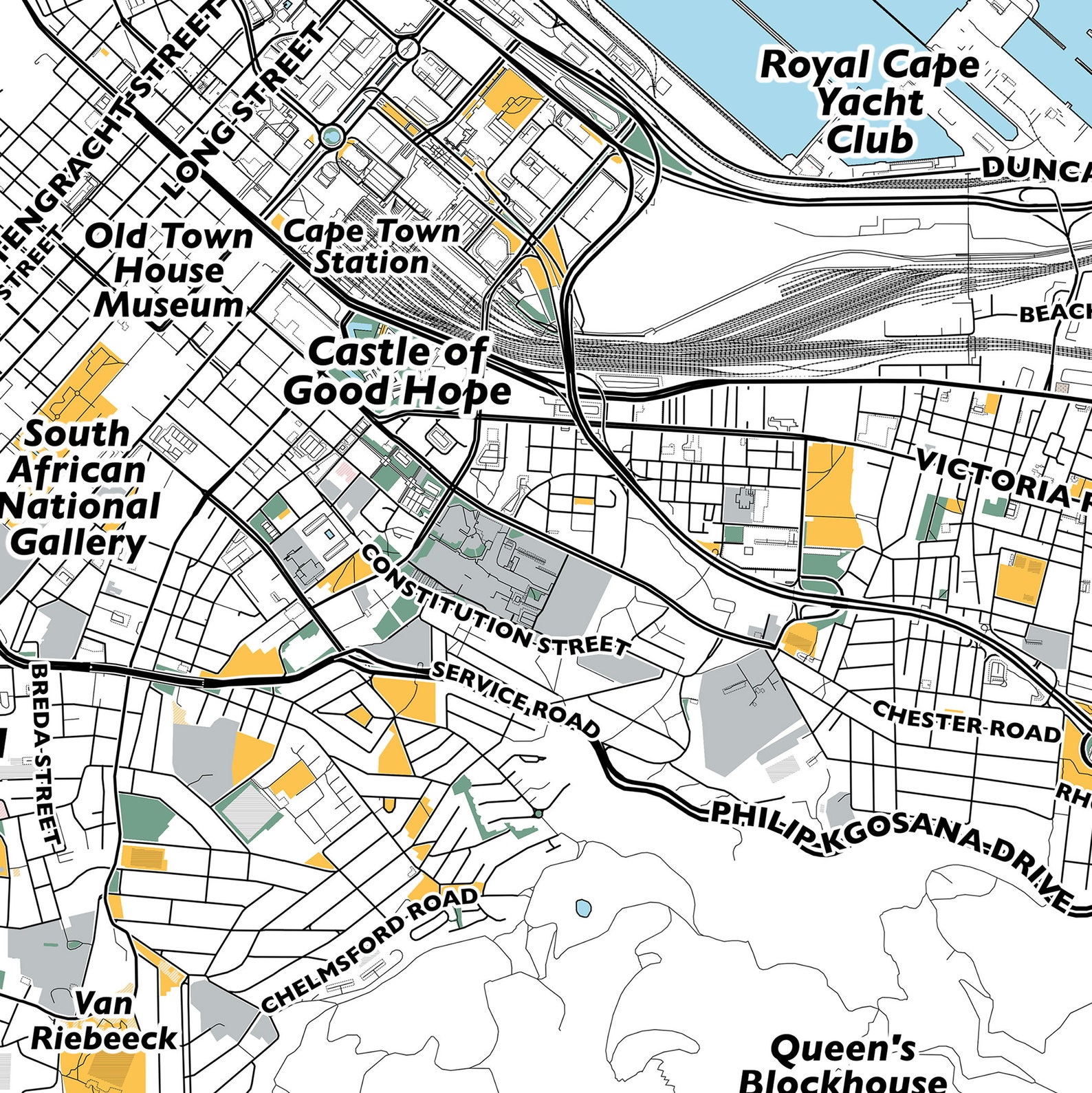 Cape Town Map Print Street Names Cape Town Print Map of Cape - Etsy