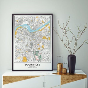 Louisville Map Print, Noms de rue Louisville Print, Carte de Louisville, City Map Art, Louisville Kentucky Map Art, Affiche cadeau de voyage image 2