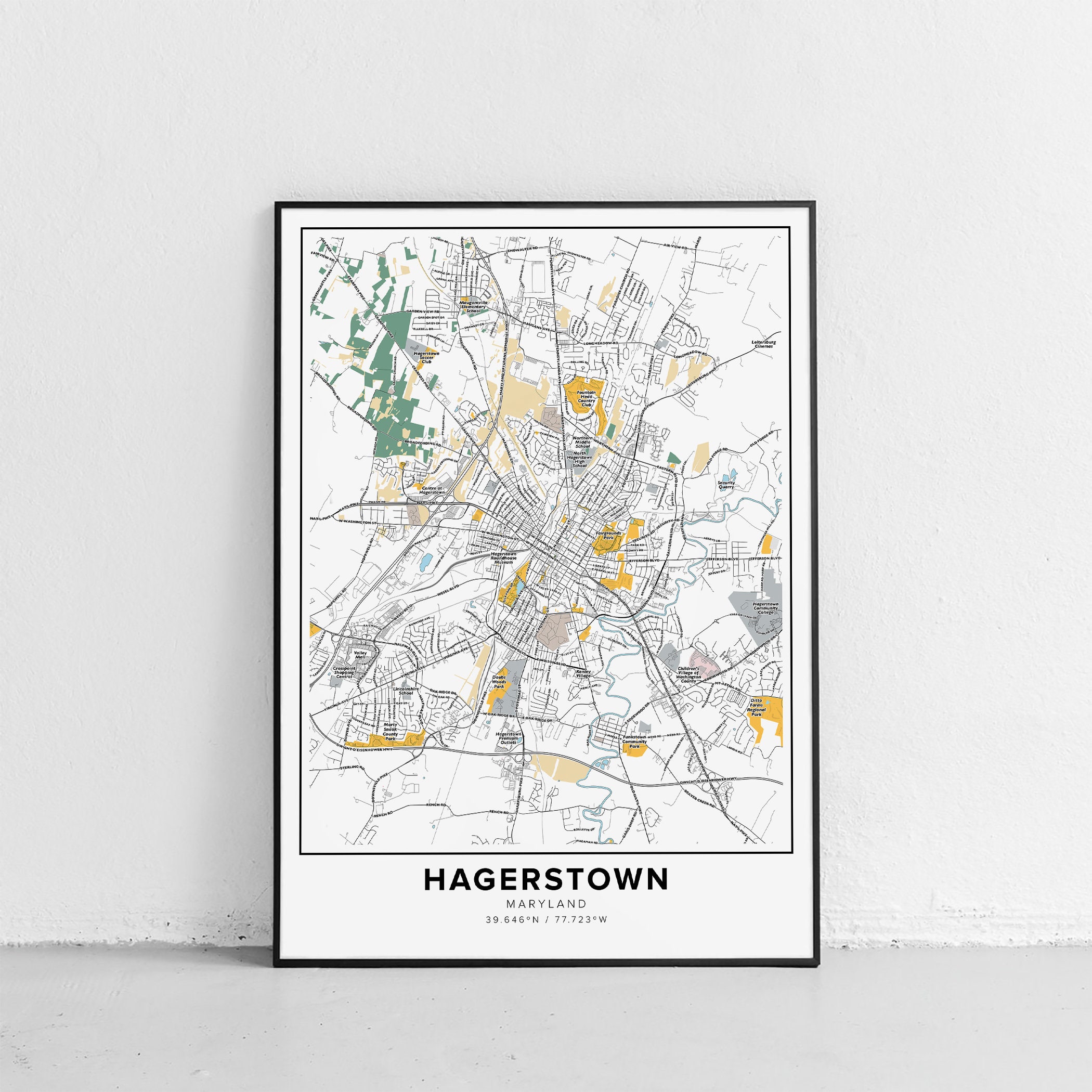 Hagerstown Map Print Street Names Hagerstown Print Printable Map Of Il Sduj 