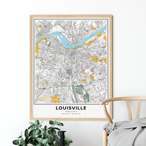 Louisville Map Print, Noms de rue Louisville Print, Carte de Louisville, City Map Art, Louisville Kentucky Map Art, Affiche cadeau de voyage image 5