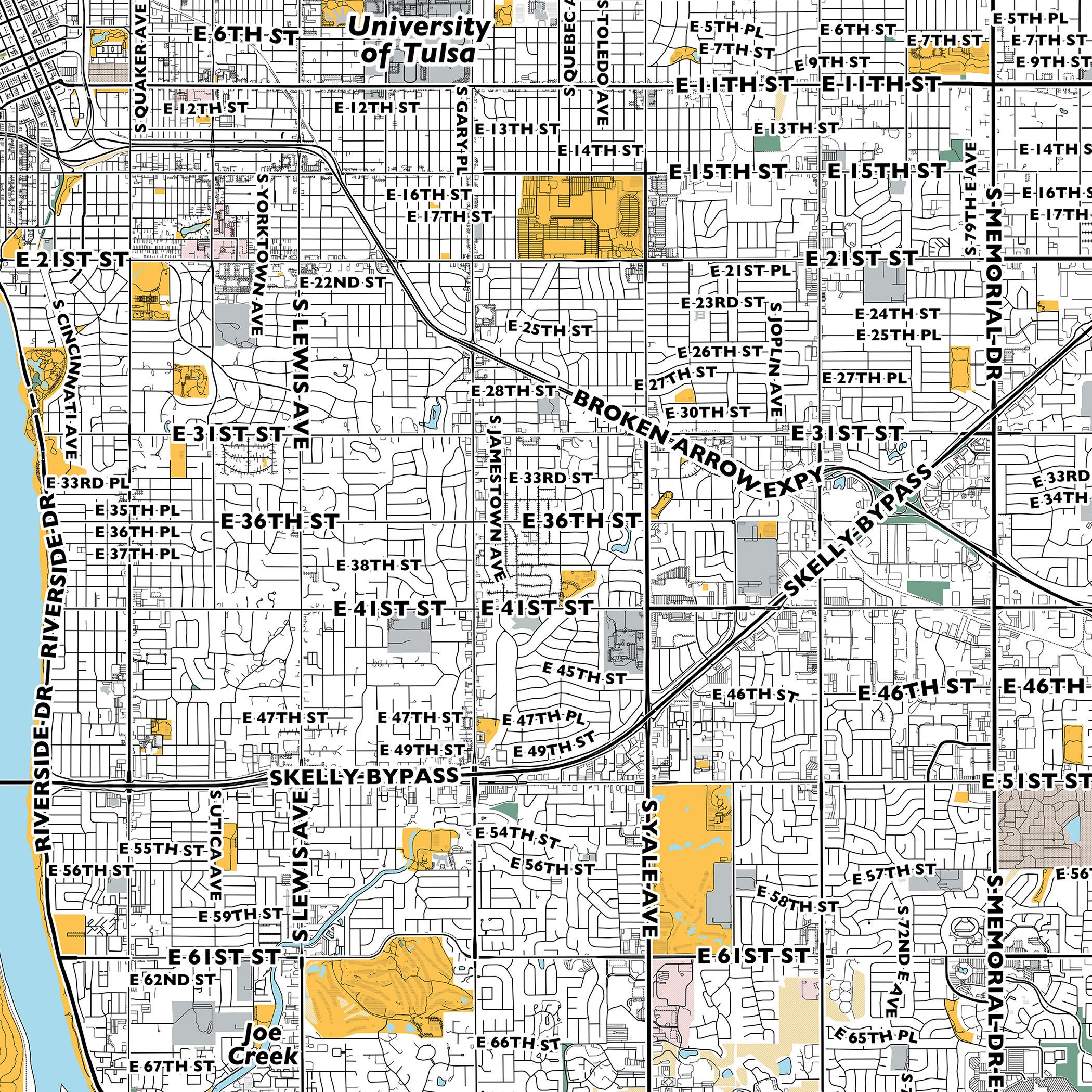 Tulsa Map Print, Street Names Tulsa Print, Printable Map of Tulsa, City ...