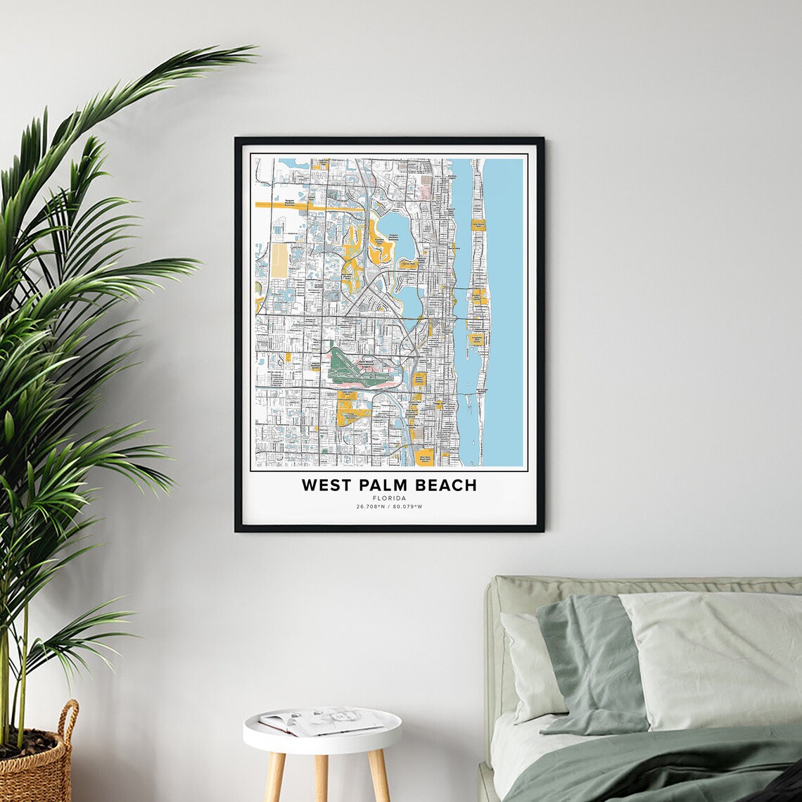 West Palm Beach Map Print Street Names Map City Map Art Map - Etsy