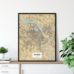 Hanoi Karte, Hanoi Vietnam Karte, Hanoi Druck, Hanoi Poster Wandkunst, Karte von Hanoi, Hanoi Karte Kunst, Stadtplan Hanoi, MC07