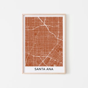 Santa Ana Karte Kunstdruck, Santa Ana Rost Farbe Karte Poster, Santa Ana Geschenk Wandkunst, neutrale Farben Karte von Santa Ana Inneneinrichtung - RM08