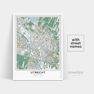Utrecht Karte Druck, Straßennamen Utrecht Druck, druckbare Karte von Utrecht, Stadt Karte Kunst, Utrecht Niederlande Karte Kunst, Reise Geschenk Poster