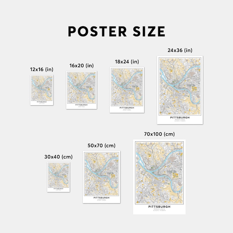 Pittsburgh Map Print Street Names Pittsburgh Print Map of Etsy