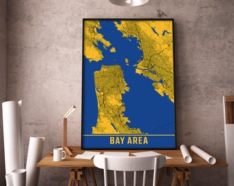 Bay Area Map Art Print, Golden State Decor Poster