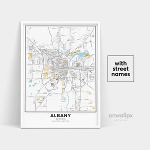 Albany Map Print, Noms de rue Albany Print, Carte imprimable d’Albany, City Map Art, Albany Georgia Map Art, Affiche cadeau de voyage
