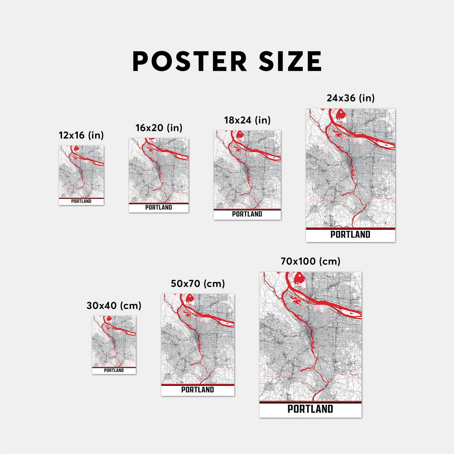 Portland Map Print Portland Oregon Map Wall Art Portland - Etsy