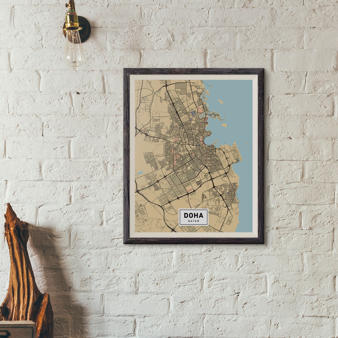 Doha Map Art, Doha Qatar Map, Doha Print, Doha Poster Wall Art, Map of ...
