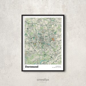 Dortmund Map Print Poster, Retro Dortmund Map Decor, Vintage Dortmund Gift Wall Art, Retro City Map of Dortmund Germany Wall Decor, RC78