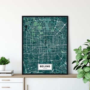 Carte de Pékin, Carte de Pékin Chine, Impression de Pékin, Affiche de Pékin Wall Art, Carte de Pékin, Beijing Map Art, Carte de ville Beijing, MC02