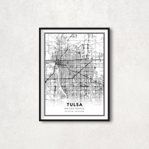 Tulsa Map Print, Tulsa Poster, Tulsa Wall Art, Tulsa City Map, Oklahoma Tulsa Wall Decor, Tulsa Gift Map, Tulsa Minimalist Map - MPT23