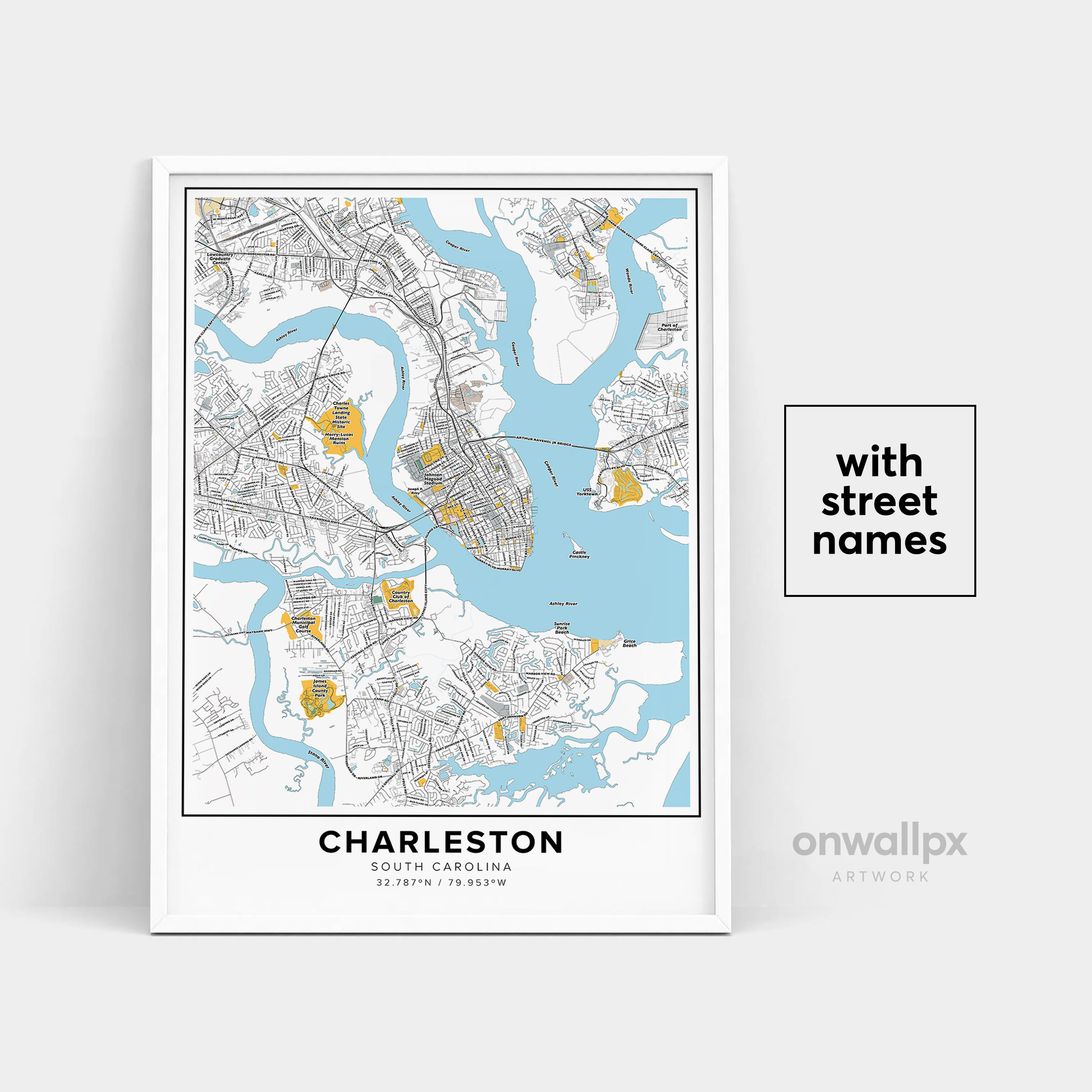Charleston Map Print, Street Names Charleston Print, Map Of Charleston, City Map Art, Charleston South Carolina Map Art, Travel Gift Poster
