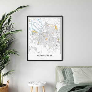 Montgomery Map Print, Street Names Montgomery Print, Printable Map Of Montgomery, City Map Art, Montgomery Alabama Map, Travel Gift Poster image 4