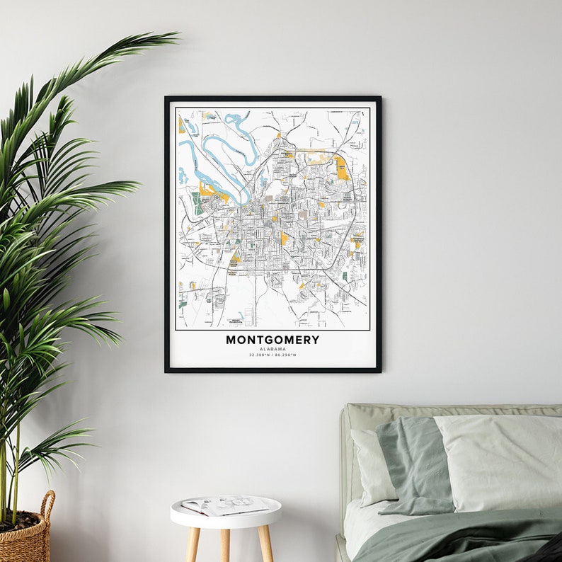 Montgomery Map Print, Street Names Montgomery Print, Printable Map Of Montgomery, City Map Art, Montgomery Alabama Map, Travel Gift Poster image 4