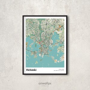 Plakat z mapą Helsinek, Dekoracja mapy retro Helsinek, Sztuka ścienna na prezent w stylu vintage Helsinki, Mapa miasta retro Helsinki w Finlandii, Dekoracja ścienna do wnętrz, RC20
