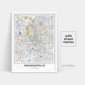Indianapolis Map Print, Street Names Indianapolis Print, Map Of Indianapolis, City Map Art, Indianapolis Indiana Map Art, Travel Gift Poster