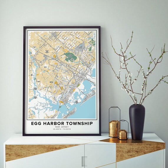 Egg Harbor Township Map Print, Street Names Egg Harbor Township