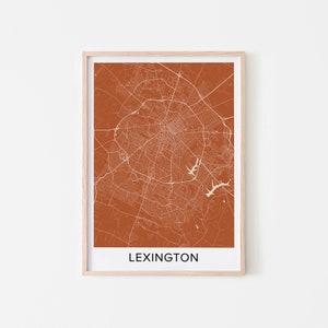 Lexington Karte Kunstdruck, Lexington Rost Farbe Karte Poster, Lexington Geschenk Wandkunst, neutrale Farben Karte von Lexington Inneneinrichtung - RM06