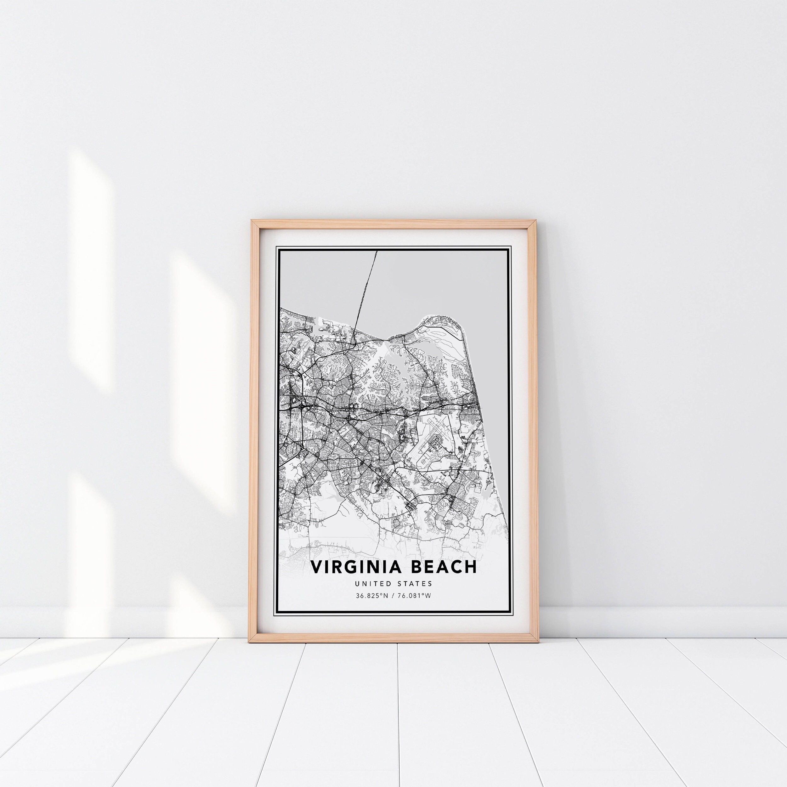 Virginia Beach Map Print Poster Virginia Wall Art Virginia Etsy UK
