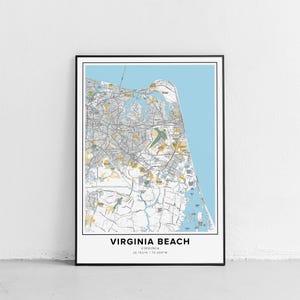 Virginia Beach Map Print, Street Names Virginia Beach Print, Map of ...