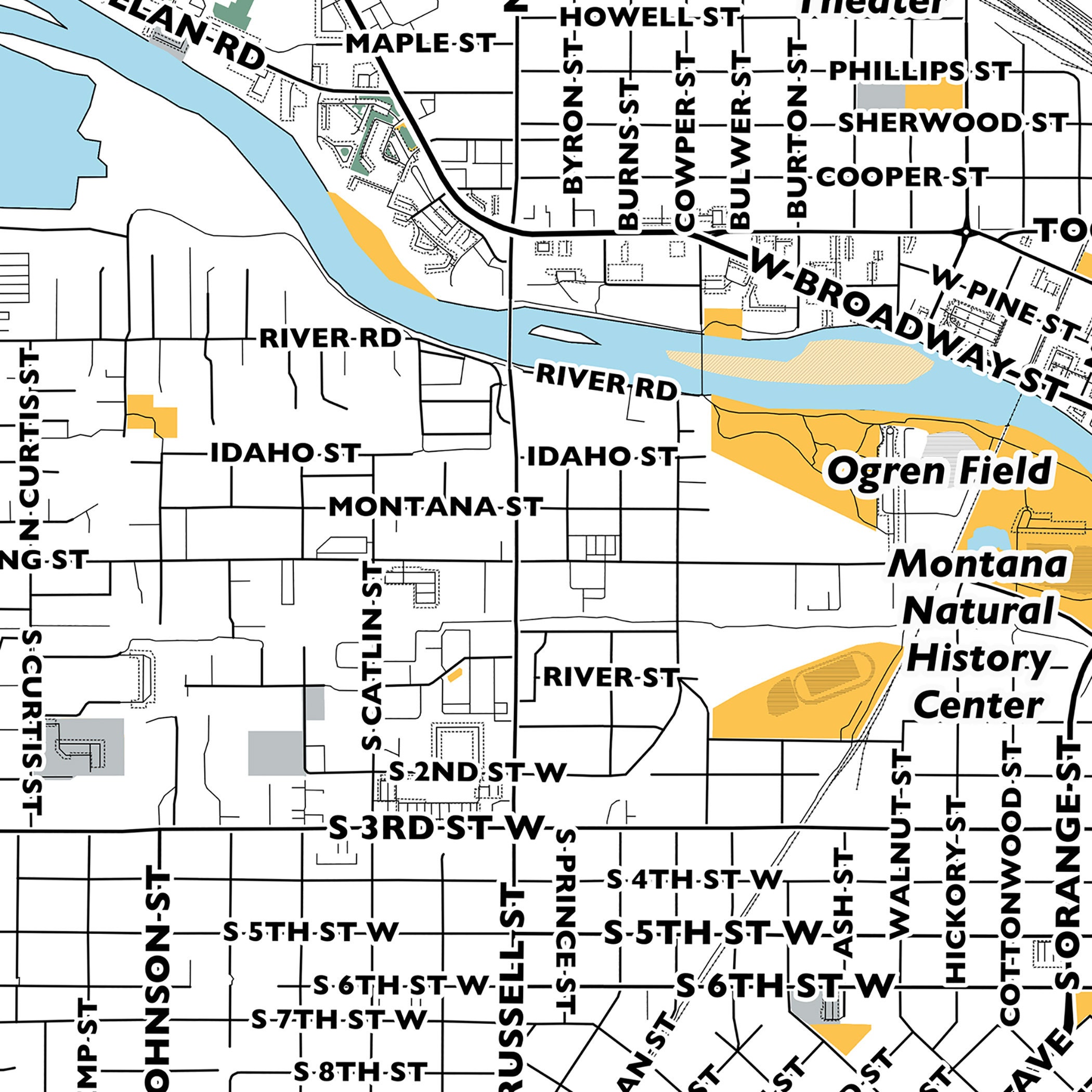 Missoula Map Print, Street Names Missoula Print, Printable Map of Missoula, City Map Art