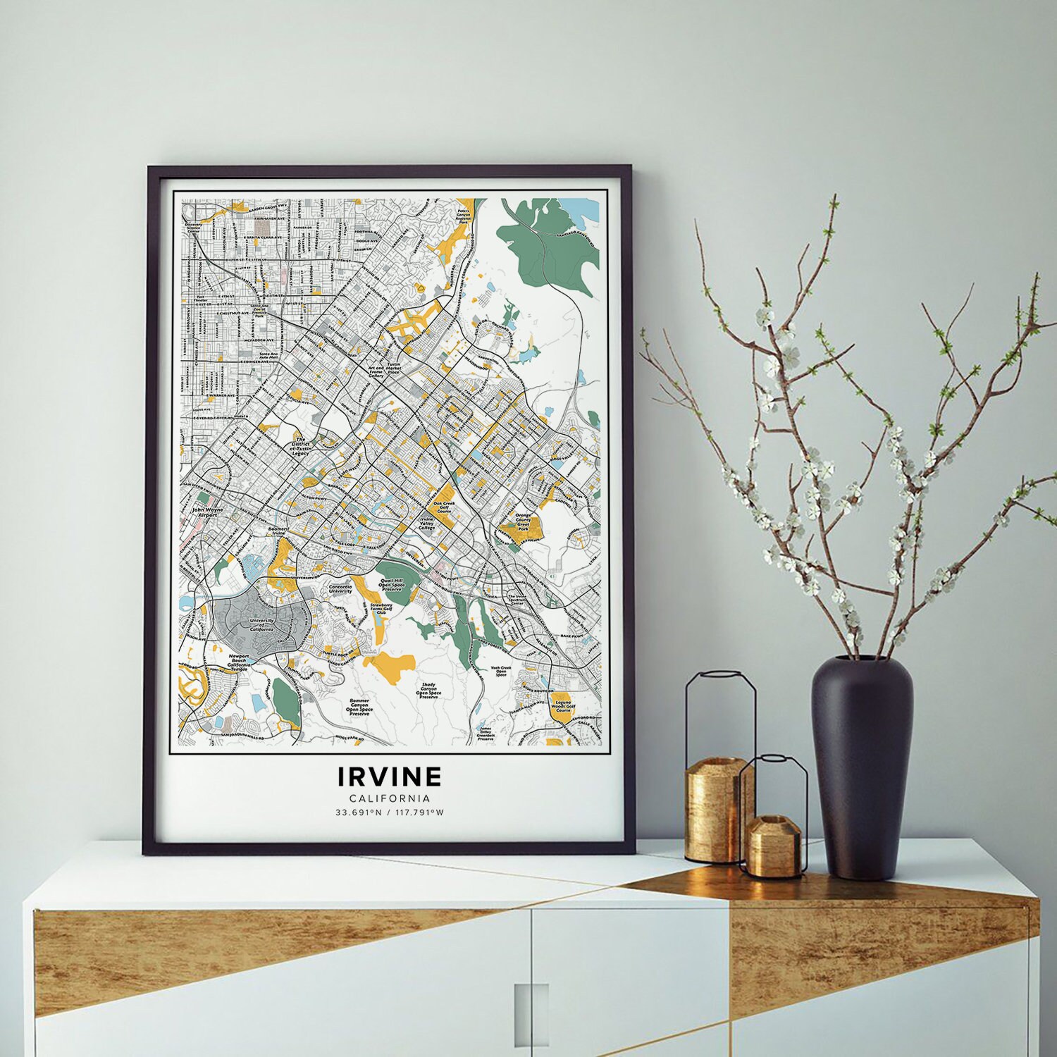 Irvine Map Print, Street Names Irvine Print, Printable Map of Irvine ...