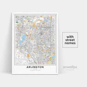 Arlington Map Print, Street Names Arlington Print, Printable Map Of Arlington, City Map Art, Arlington Texas Map Art, Travel Gift Poster