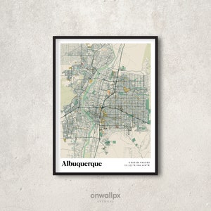 Albuquerque Map Print Poster, Retro Albuquerque Map Art, Vintage Albuquerque Gift Wall Art, Retro Map Albuquerque New Mexico Wall Decor