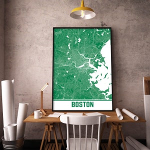 Impressão de mapa de Boston, arte de parede de mapa de Boston Massachusetts, impressão de decoração de Boston, mapa imprimível de Boston, arte de mapa da cidade, pôster de presente de viagem