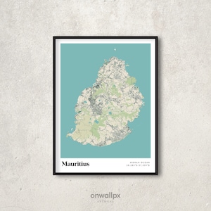 Mauritius Print Map, Retro Mauritius Map Poster, Vintage Mauritius Map Art, Gift Map Mauritius Indian Ocean, Mauritius Wall Art Decor, RC59
