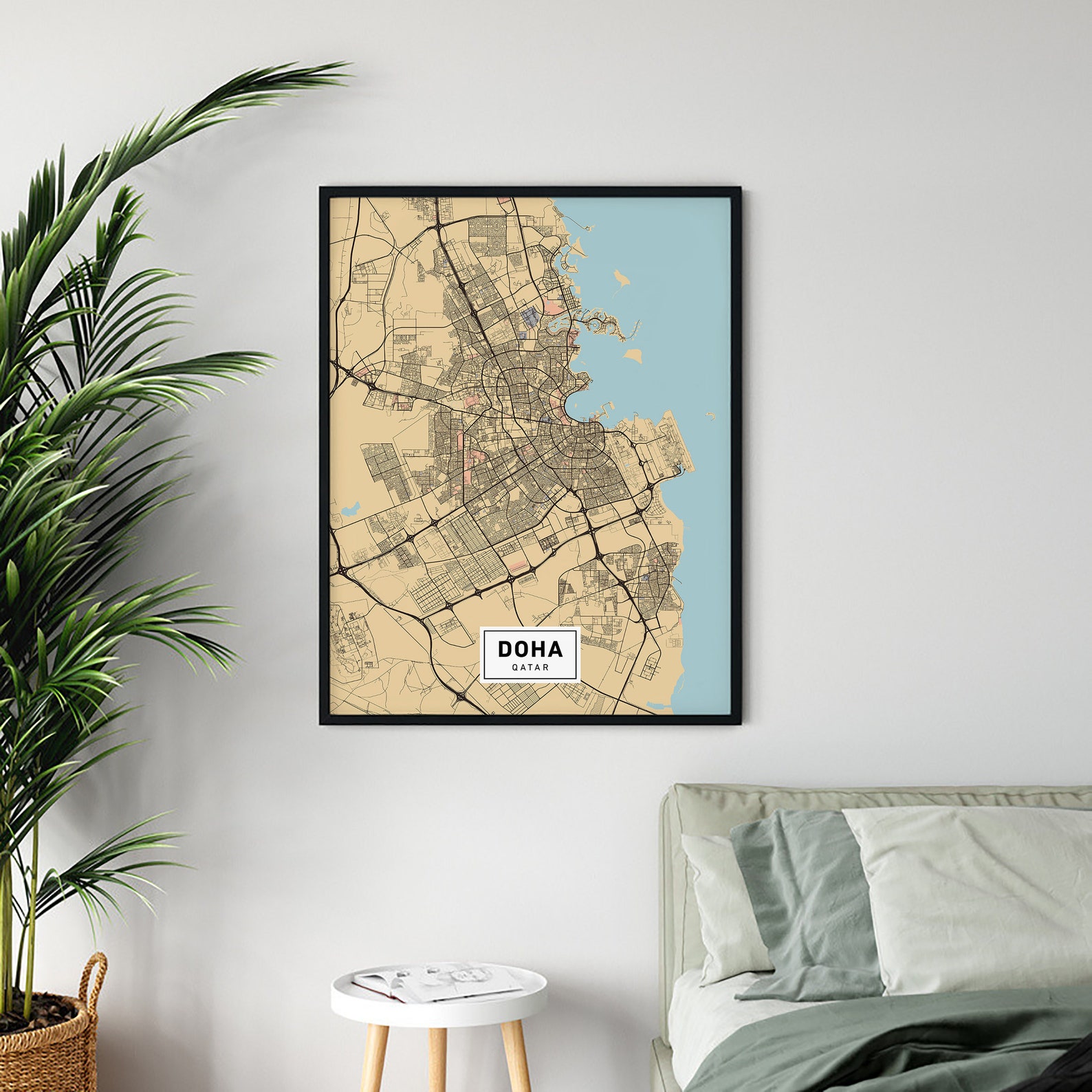Doha Map Art, Doha Qatar Map, Doha Print, Doha Poster Wall Art, Map of ...