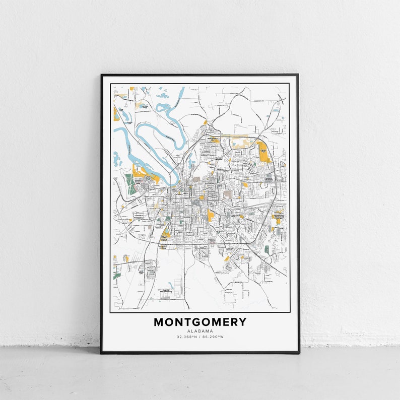 Montgomery Map Print, Street Names Montgomery Print, Printable Map Of Montgomery, City Map Art, Montgomery Alabama Map, Travel Gift Poster image 8